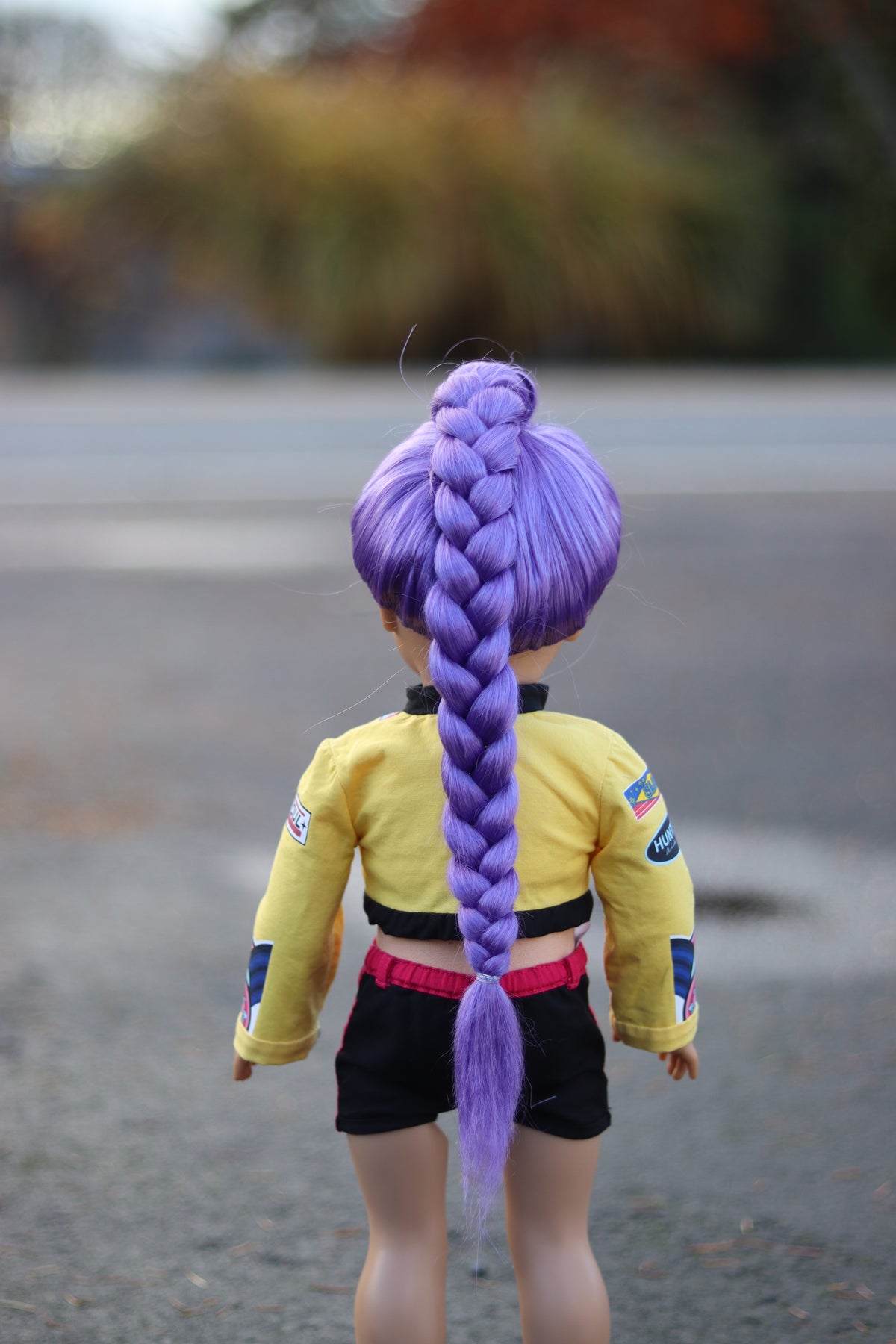 Custom doll wig for 18" Dolls Heat safe Tangle Resistant-fits 10-11" head of 18" dolls American Girl Doll Journey Kpop purple Rumi