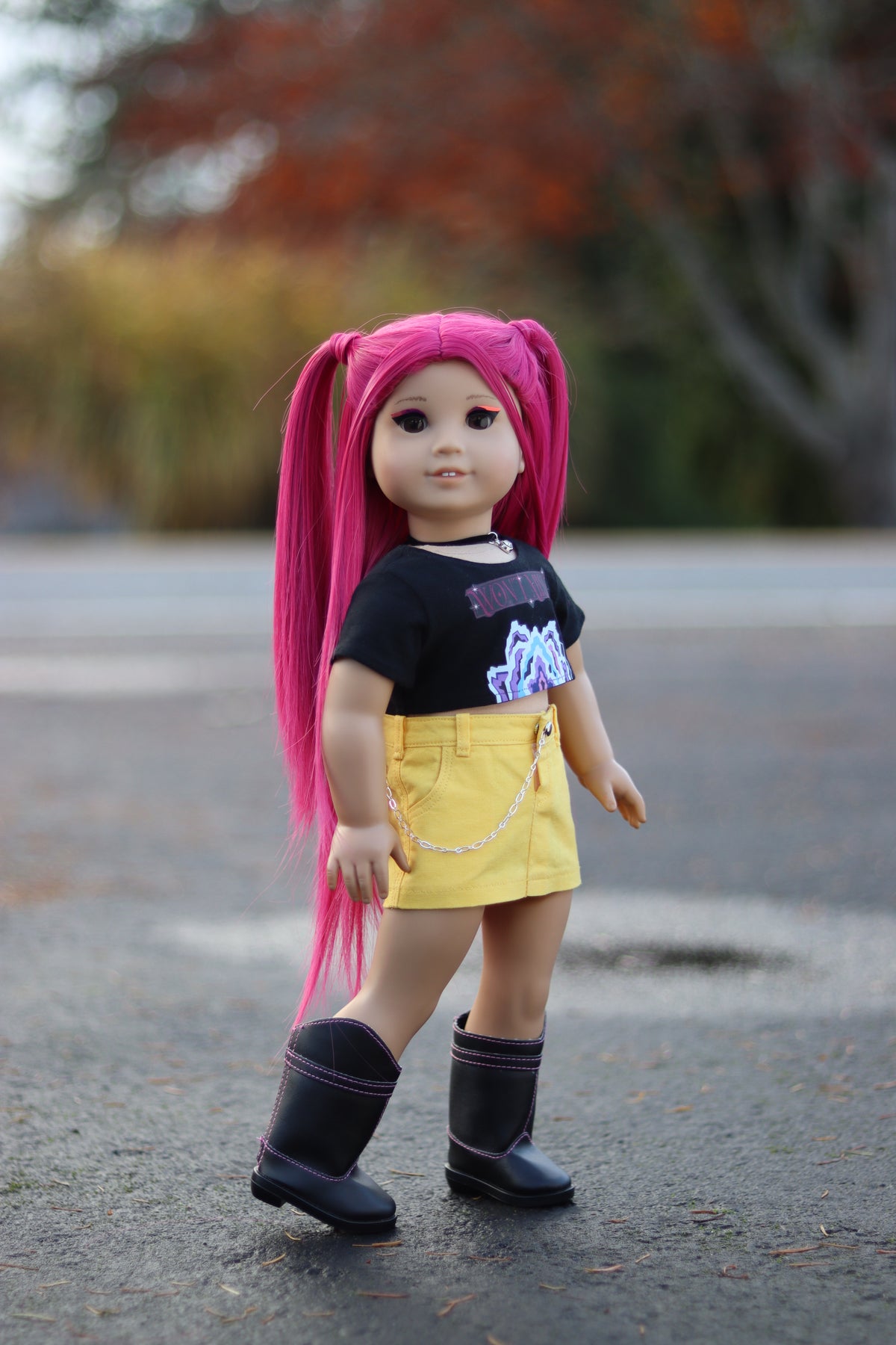 Custom doll wig for 18" Dolls Heat Safe Tangle Resistant-fits 10-11" head of 18" dolls American Girl Doll Journey Kpop Hot Pink Mira wig