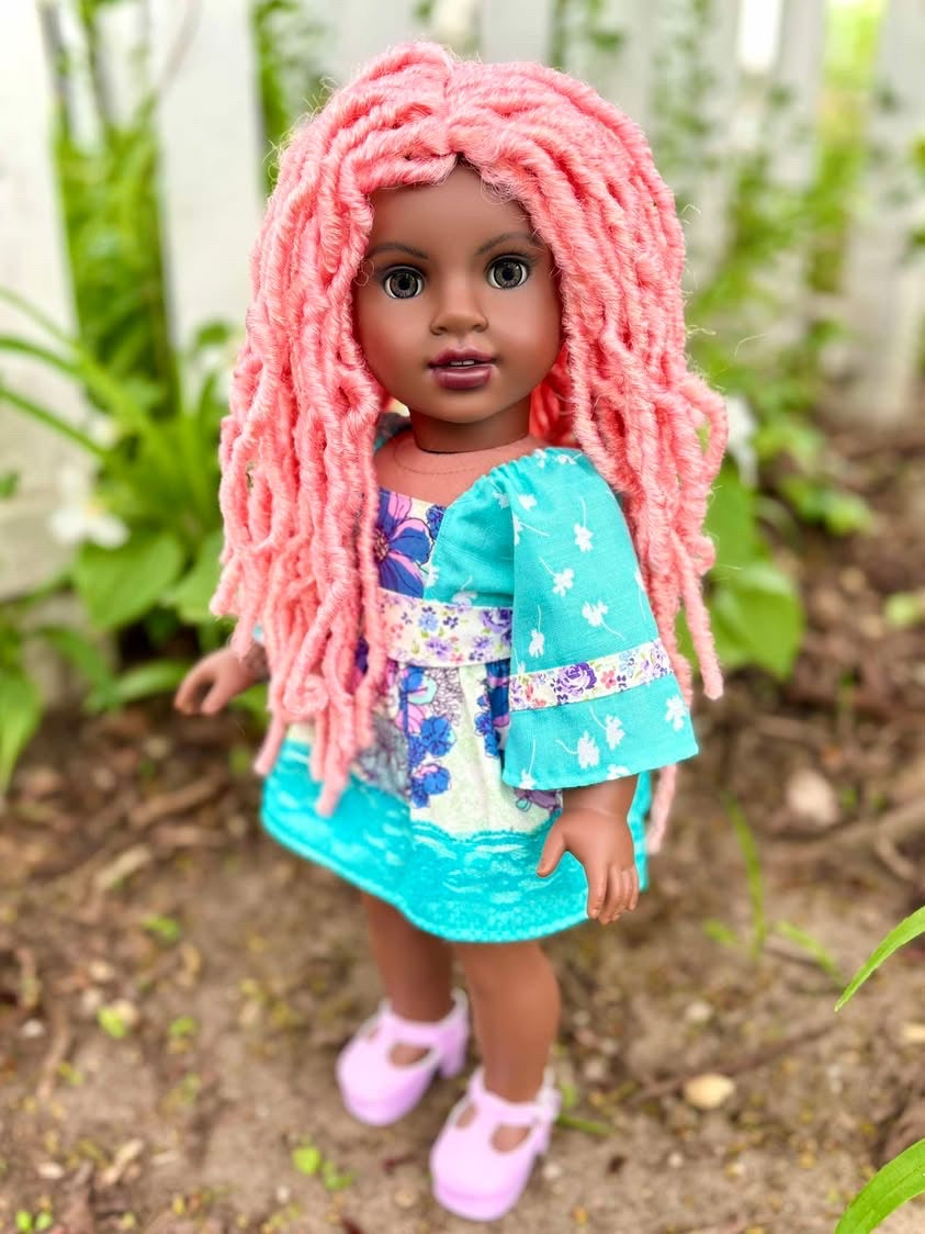 Zazou Custom doll wig for 18" American Doll Dolls-Heat Safe -Tangle Resistant-fits 10-11" head size of 18" dolls OG Gotz AA butterfly Locs