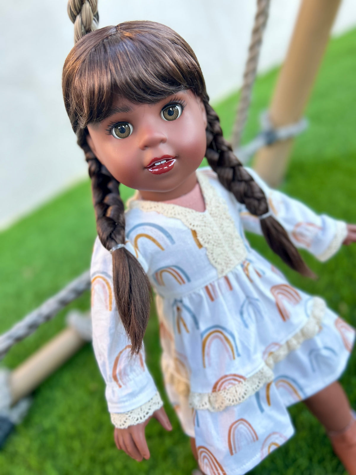 American Girl Doll Custom 18 Inch doll Vegan Mohair Wig | 10-11 Head Size "Stretch Cap" | Made to Fit 18’’ American Girl Doll OG Meadowdolls braids