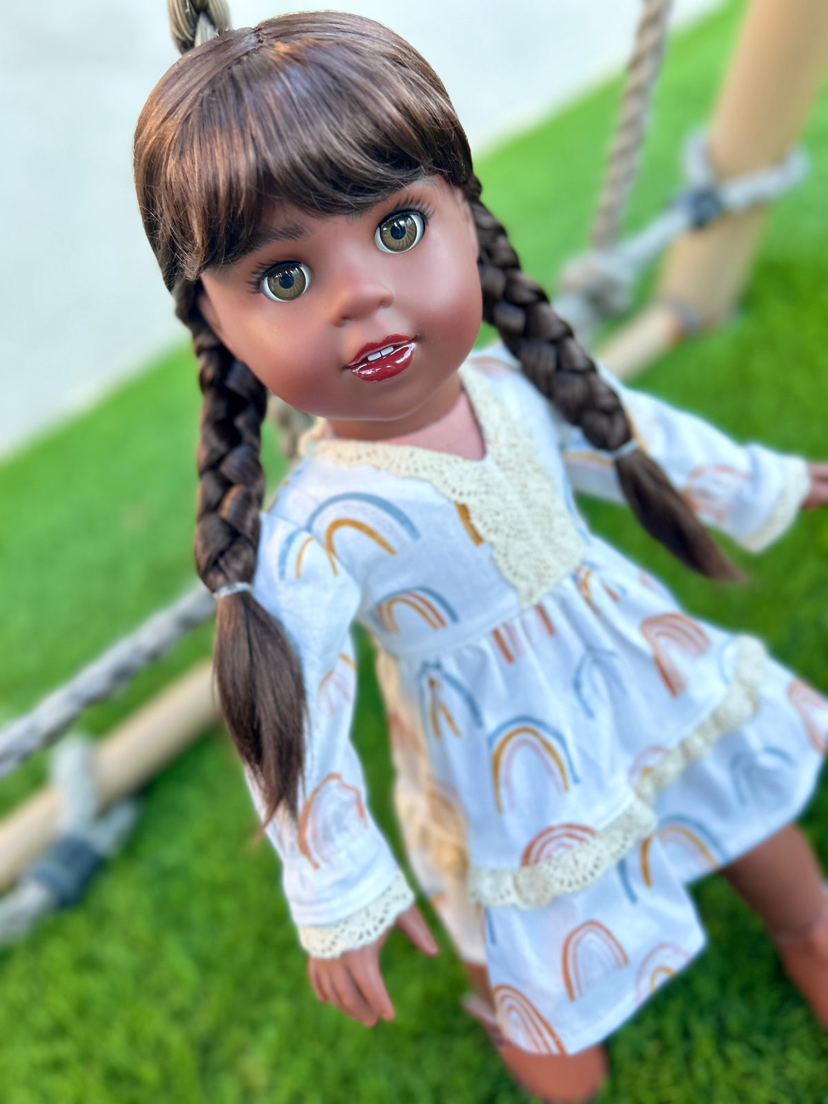 American Girl Doll Custom 18 Inch doll Vegan Mohair Wig | 10-11 Head Size "Stretch Cap" | Made to Fit 18’’ American Girl Doll OG Meadowdolls braids