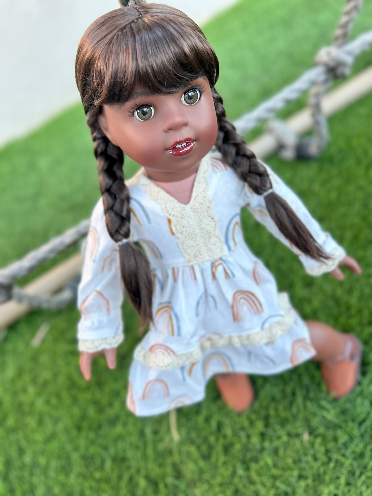 American Girl Doll Custom 18 Inch doll Vegan Mohair Wig | 10-11 Head Size "Stretch Cap" | Made to Fit 18’’ American Girl Doll OG Meadowdolls braids