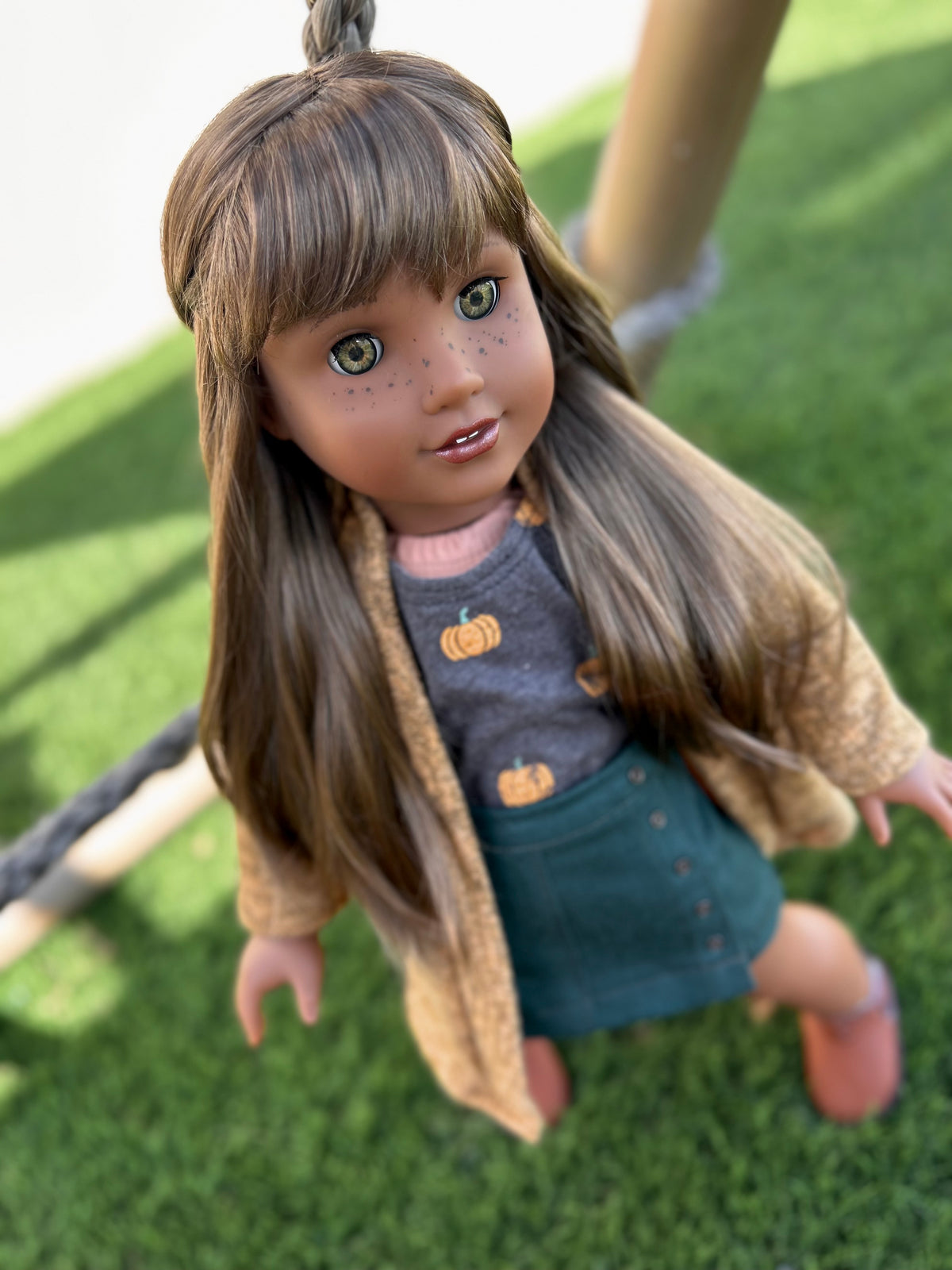 Zazou Dolls Custom doll wig for 18" American Girl Dolls - Vegan Mohair - fits 10-11" head size of dolls such as OG Blythe BJD Gotz meadowdolls