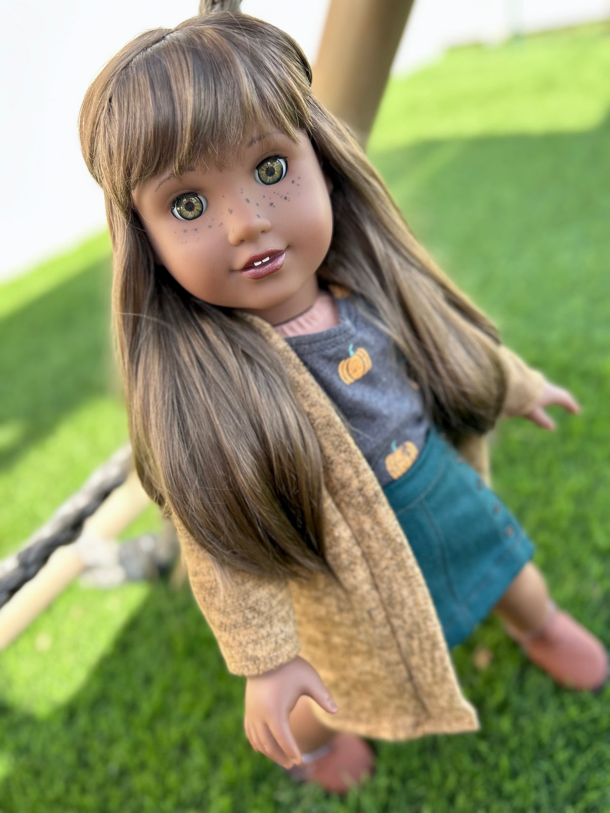 Zazou Dolls Custom doll wig for 18" American Girl Dolls - Vegan Mohair - fits 10-11" head size of dolls such as OG Blythe BJD Gotz meadowdolls
