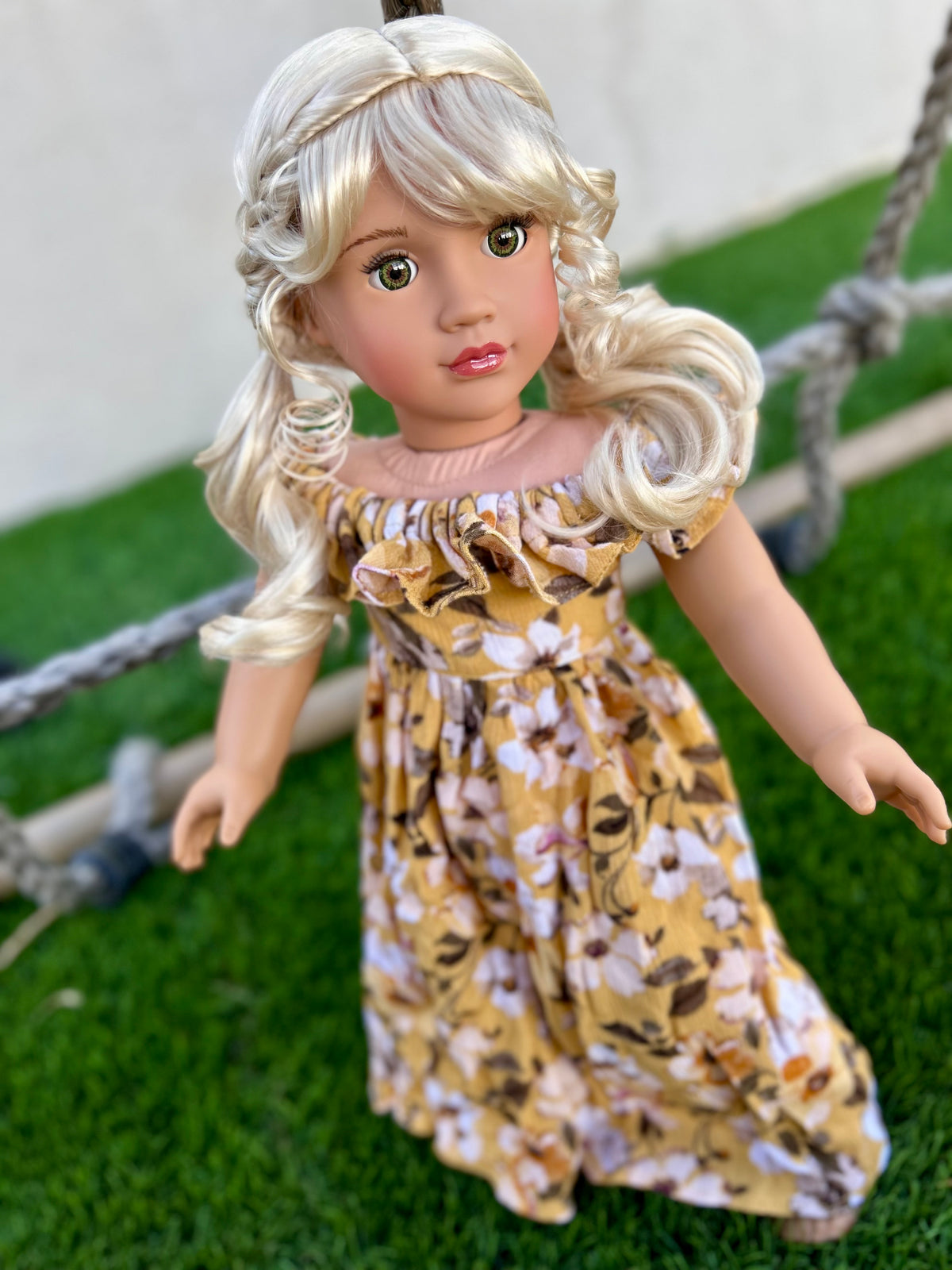 Zazou Dolls Custom doll wig for 18" American Girl Dolls - Vegan Mohair - fits 10-11" head size of dolls such as OG Blythe BJD Gotz meadowdolls