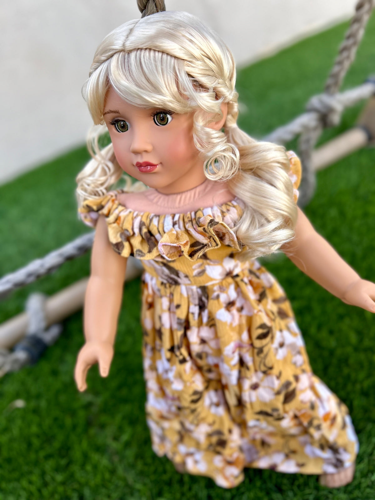 Zazou Dolls Custom doll wig for 18" American Girl Dolls - Vegan Mohair - fits 10-11" head size of dolls such as OG Blythe BJD Gotz meadowdolls