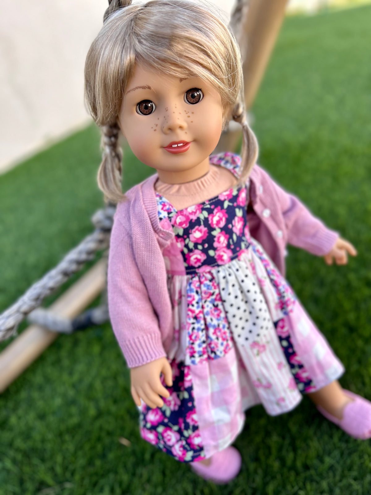 Zazou Dolls Custom doll wig for 18" American Girl Dolls - Vegan Mohair - fits 10-11" head size of dolls such as OG Blythe BJD Gotz meadowdolls