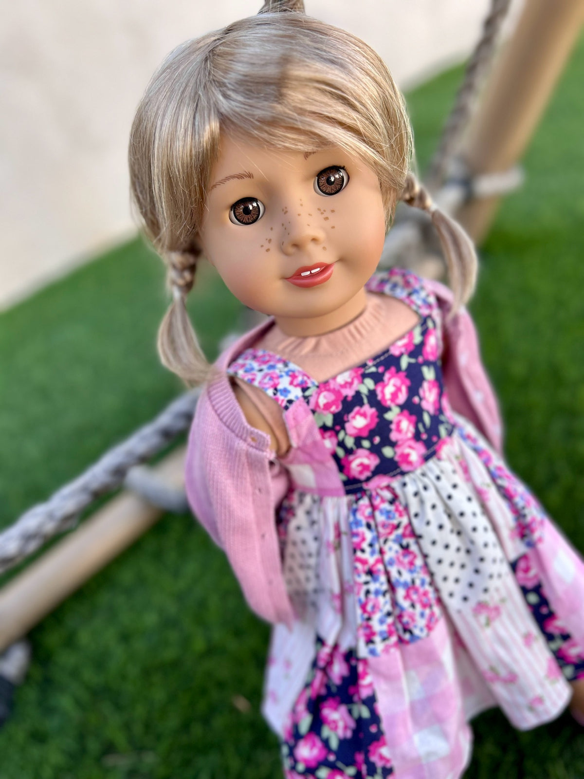 Zazou Dolls Custom doll wig for 18" American Girl Dolls - Vegan Mohair - fits 10-11" head size of dolls such as OG Blythe BJD Gotz meadowdolls