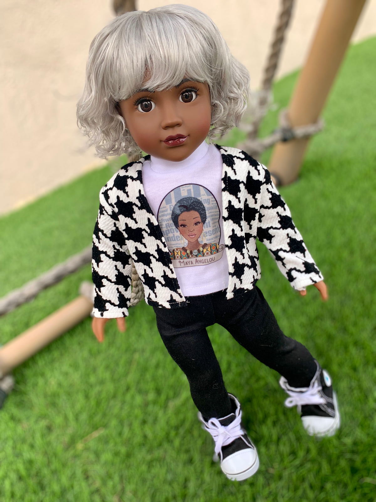 Zazou Dolls Custom 18 Inch doll Vegan Mohair Wig | 11-12" Head Size "Stretch Cap" | Made to Fit 18’’ American Doll OG Meadowdolls Ardyn