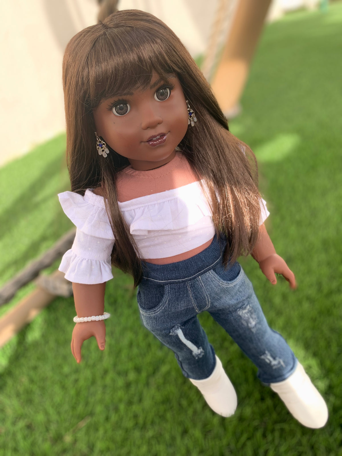Zazou Dolls Custom doll wig for 18" American Girl Dolls - Vegan Mohair - fits 10-11" head size of dolls such as OG Blythe BJD Gotz meadowdolls