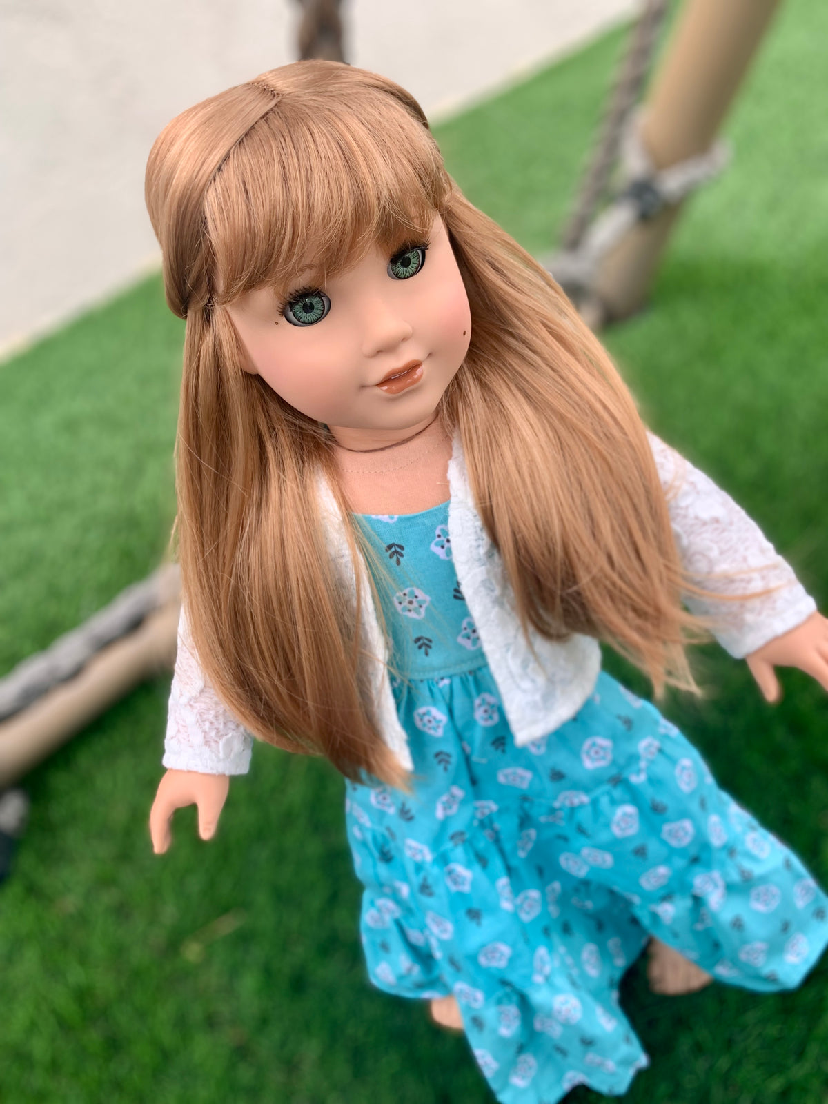 Zazou Dolls Custom doll wig for 18" American Girl Dolls - Vegan Mohair - fits 10-11" head size of dolls such as OG Blythe BJD Gotz meadowdolls