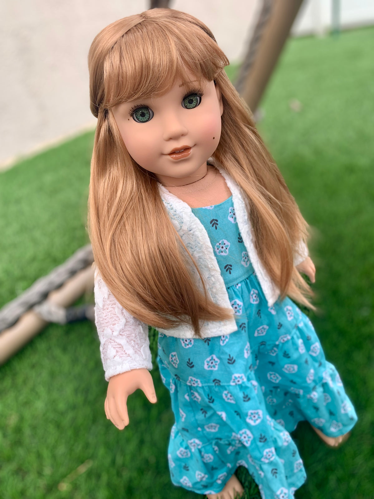 Zazou Dolls Custom doll wig for 18" American Girl Dolls - Vegan Mohair - fits 10-11" head size of dolls such as OG Blythe BJD Gotz meadowdolls