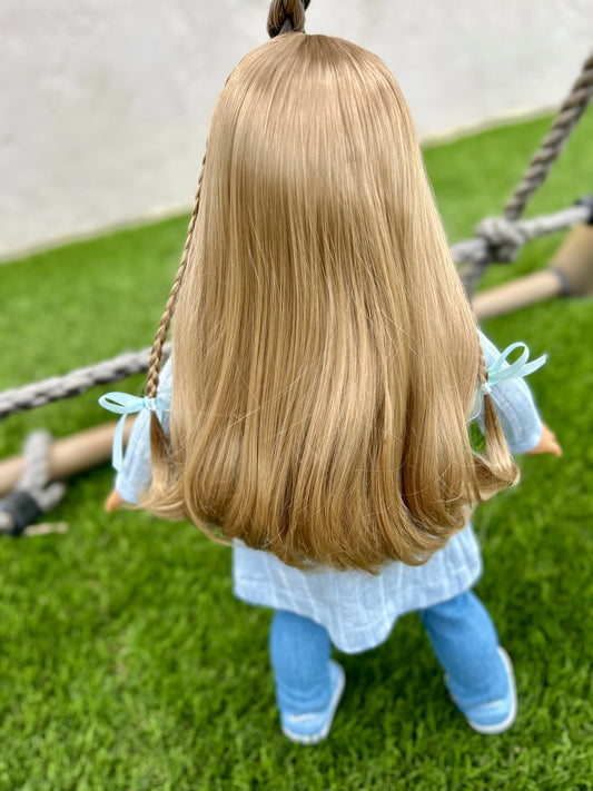 Zazou Custom 18 Inch doll Vegan Mohair Wig | 10-11 Head Size "Stretch Cap" | Made to Fit 18’’ American girl Doll Meadowdolls Kirsten