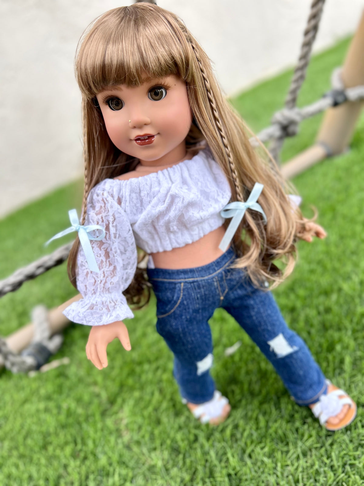 Zazou Dolls Custom doll wig for 18" American Girl Dolls - Vegan Mohair - fits 10-11" head size of dolls such as OG Blythe BJD Gotz meadowdolls