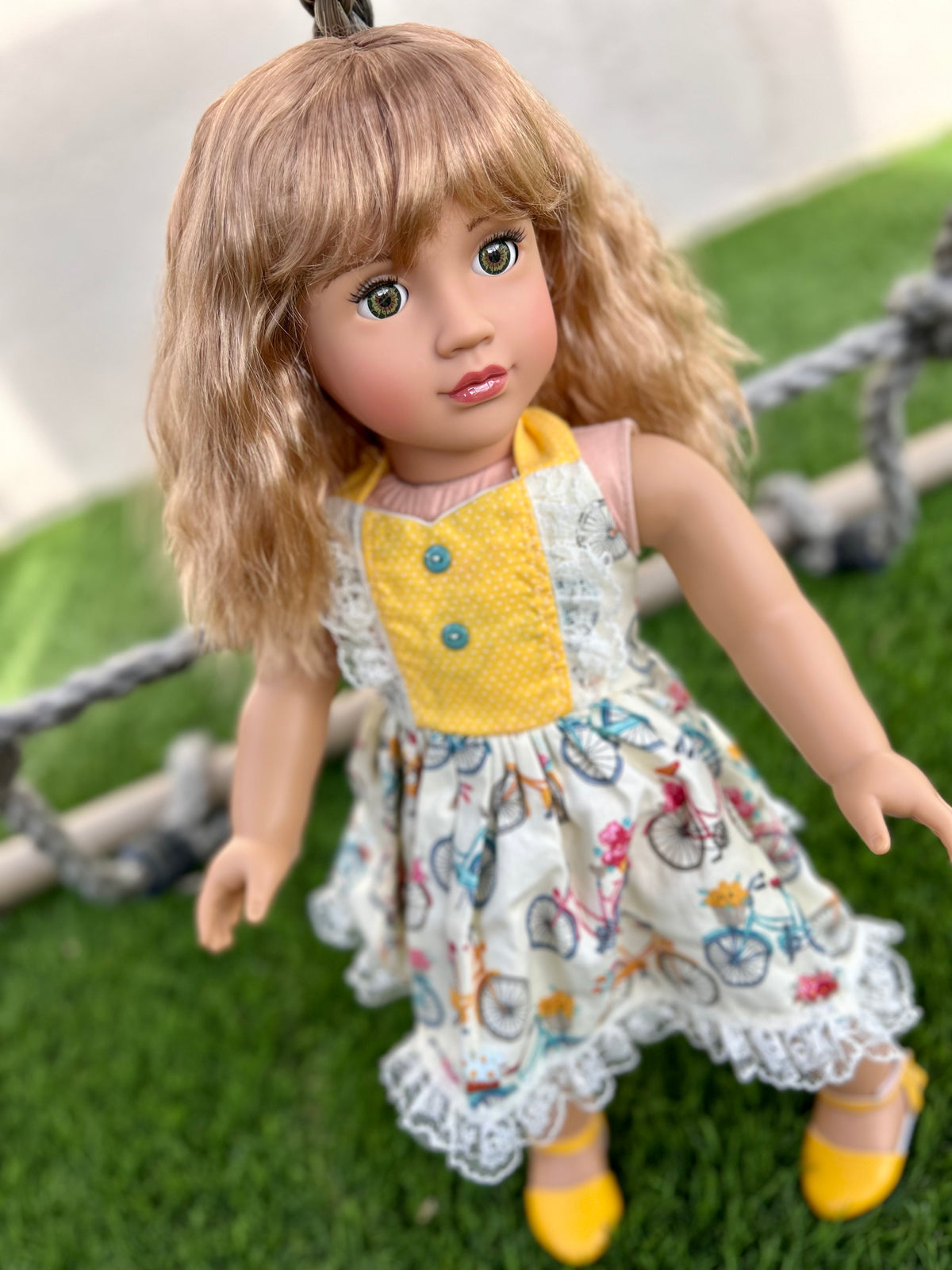 Zazou Dolls Custom doll wig for 18" American Girl Dolls - Vegan Mohair - fits 10-11" head size of dolls such as OG Blythe BJD Gotz meadowdolls