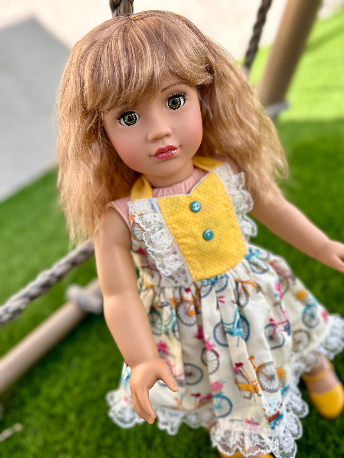 Zazou Dolls Custom doll wig for 18" American Girl Dolls - Vegan Mohair - fits 10-11" head size of dolls such as OG Blythe BJD Gotz meadowdolls