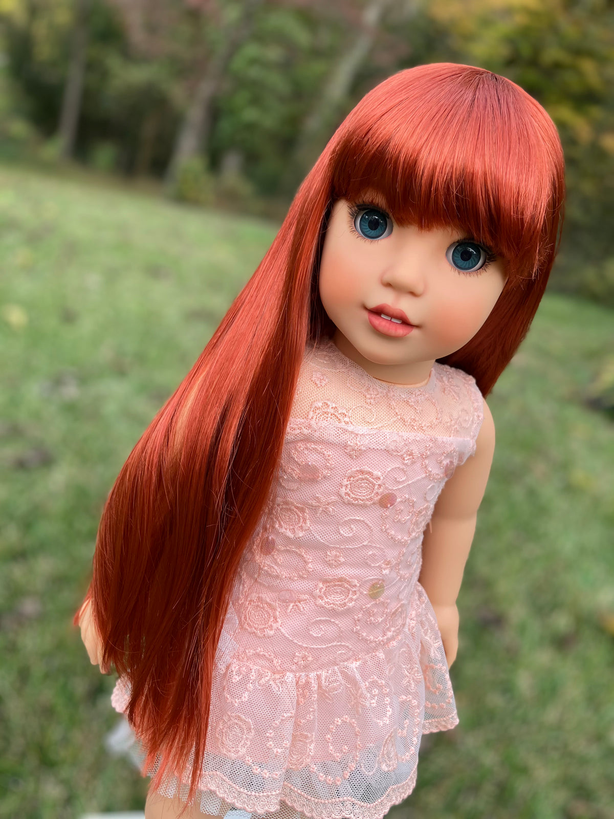 Zazou Dolls Custom doll wig for 18" American Girl Dolls - Vegan Mohair - fits 10-11" head size of dolls such as OG Blythe BJD Gotz meadowdolls