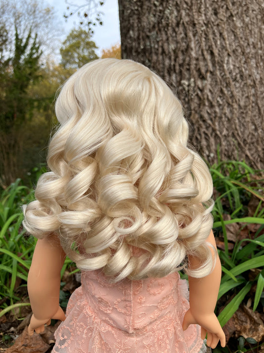 Zazou Dolls Custom doll wig for 18" American Girl Dolls - Vegan Mohair - fits 10-11" head size of dolls such as OG Blythe BJD Gotz meadowdolls