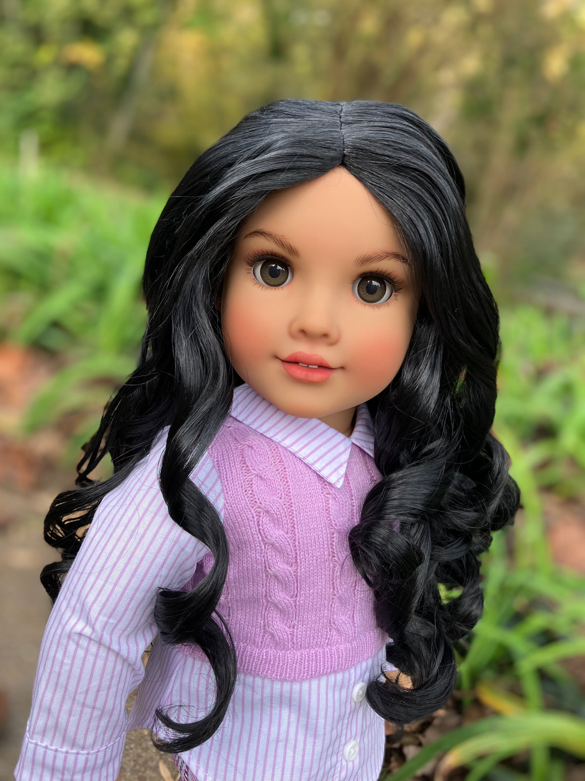 Zazou Dolls Custom doll wig for 18" American Girl Dolls - Vegan Mohair - fits 10-11" head size of dolls such as OG Blythe BJD Gotz meadowdolls