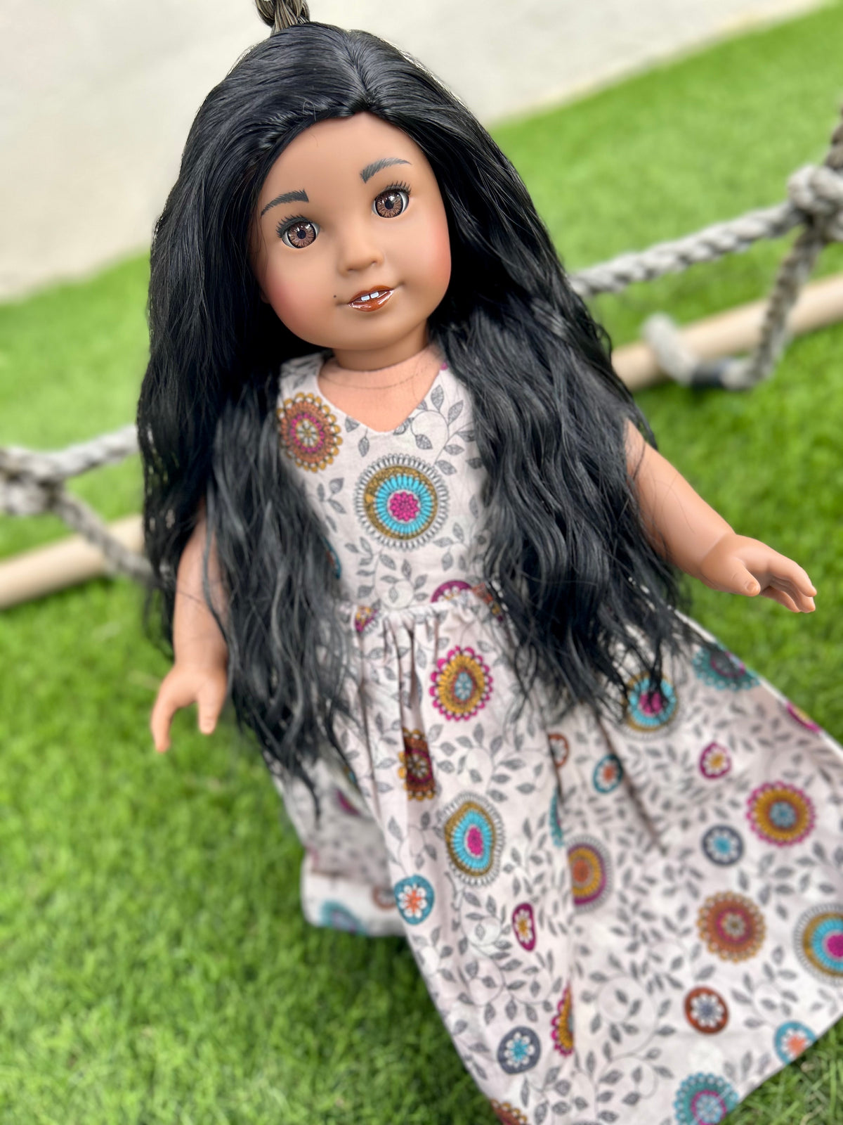 Zazou Custom doll wig for 18" American Dolls - Heat Safe - Tangle Resistant - fits 11" head size of 18" dolls OG Gotz Beach Waves