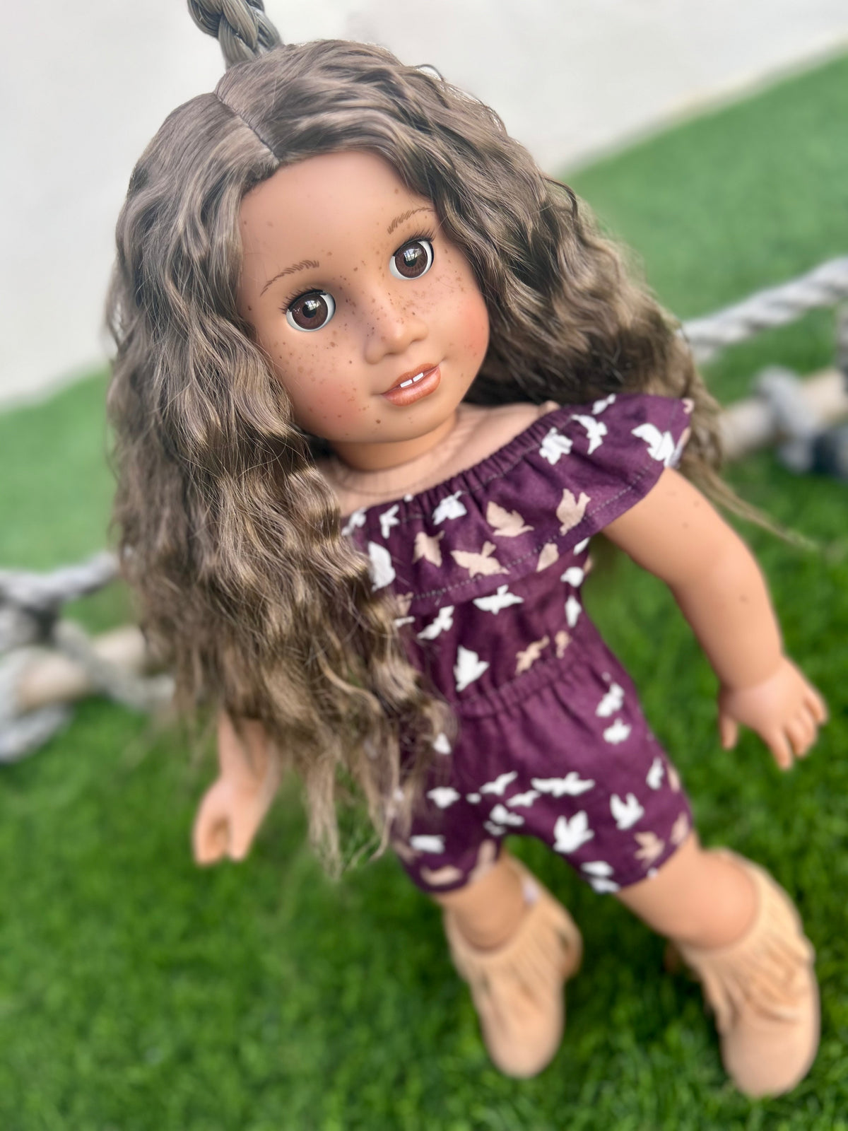 Zazou Dolls Custom doll wig for 18" American Girl Dolls - Vegan Mohair - fits 10-11" head size of dolls such as OG Blythe BJD Gotz meadowdolls