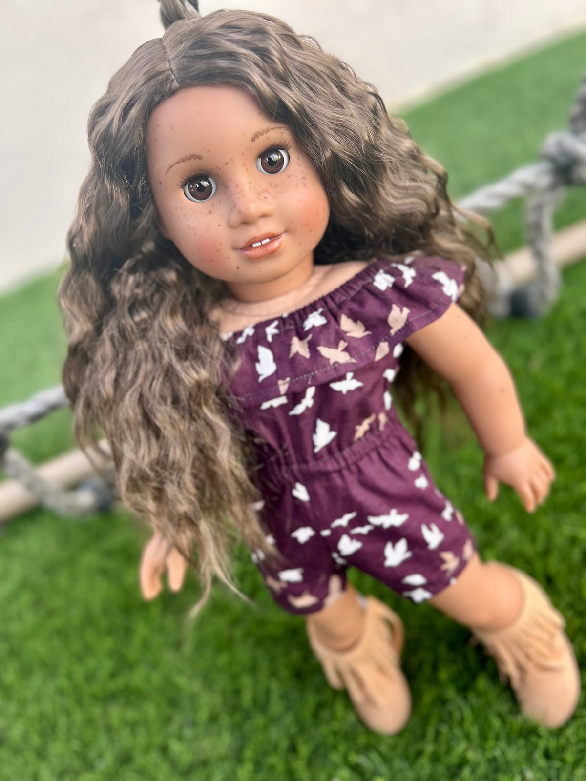 Zazou Dolls Custom doll wig for 18" American Girl Dolls - Vegan Mohair - fits 10-11" head size of dolls such as OG Blythe BJD Gotz meadowdolls
