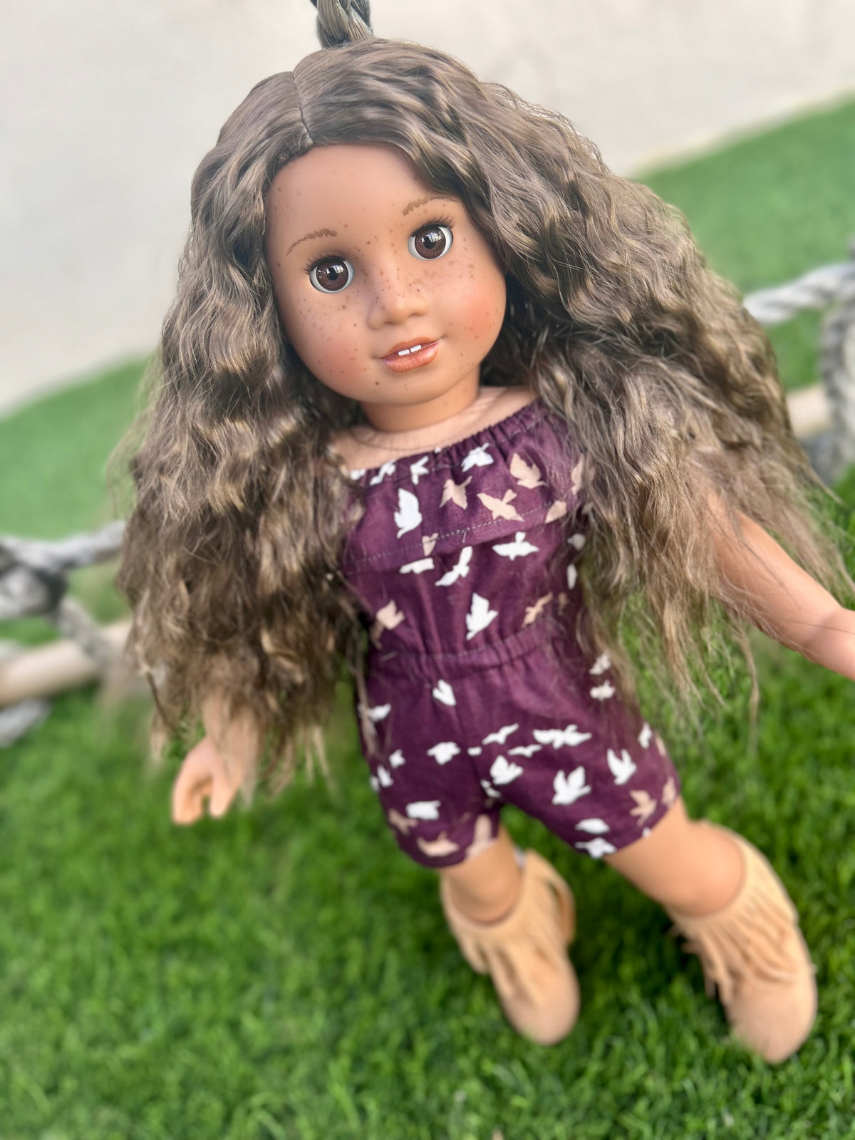 Zazou Dolls Custom doll wig for 18" American Girl Dolls - Vegan Mohair - fits 10-11" head size of dolls such as OG Blythe BJD Gotz meadowdolls