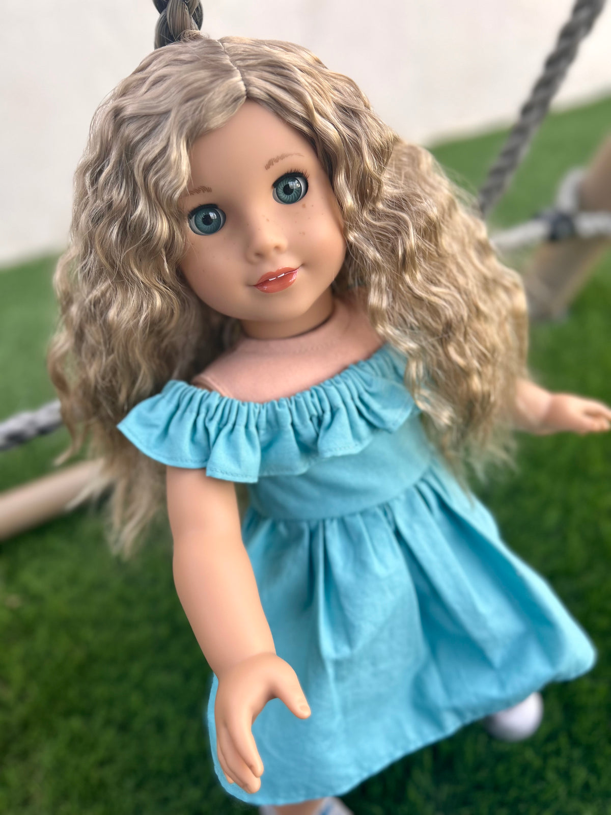 Zazou Dolls Custom doll wig for 18" American Girl Dolls - Vegan Mohair - fits 10-11" head size of dolls such as OG Blythe BJD Gotz meadowdolls