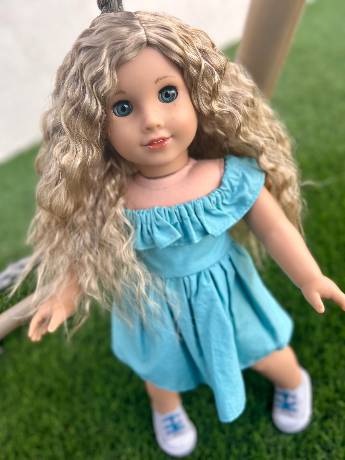 Zazou Dolls Custom doll wig for 18" American Girl Dolls - Vegan Mohair - fits 10-11" head size of dolls such as OG Blythe BJD Gotz meadowdolls