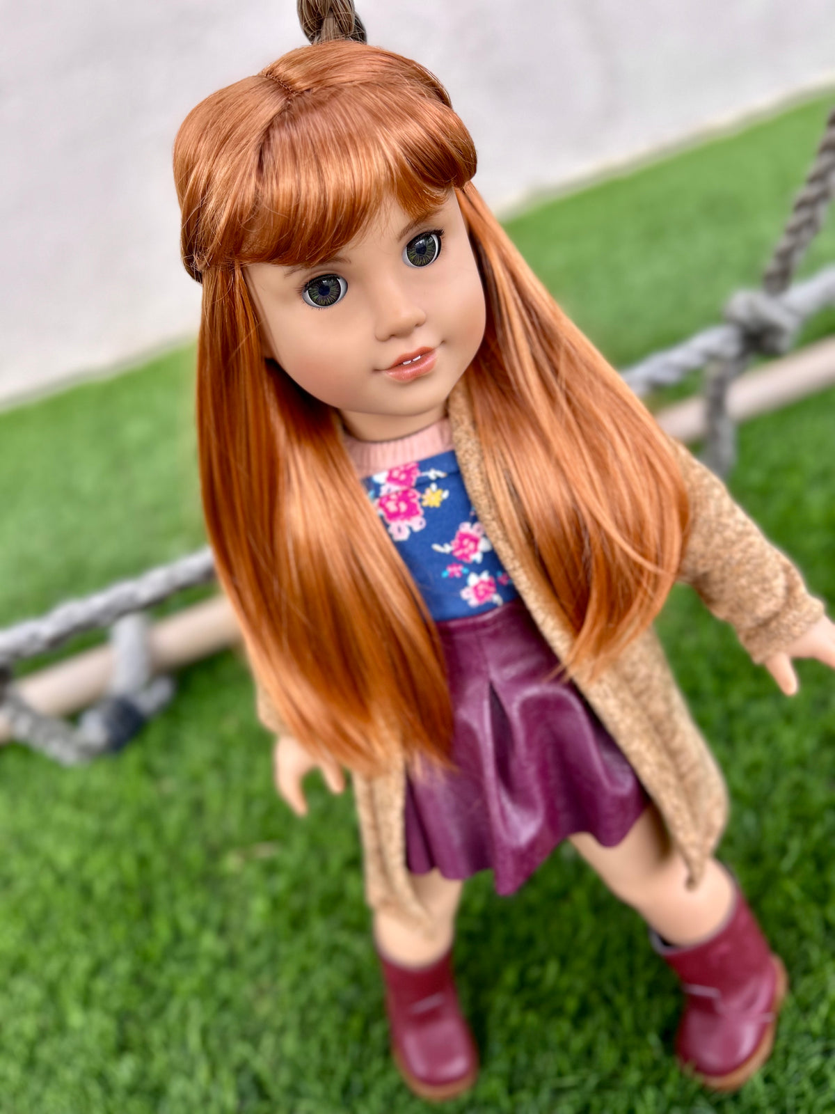 Zazou Dolls Custom doll wig for 18" American Girl Dolls - Vegan Mohair - fits 10-11" head size of dolls such as OG Blythe BJD Gotz meadowdolls