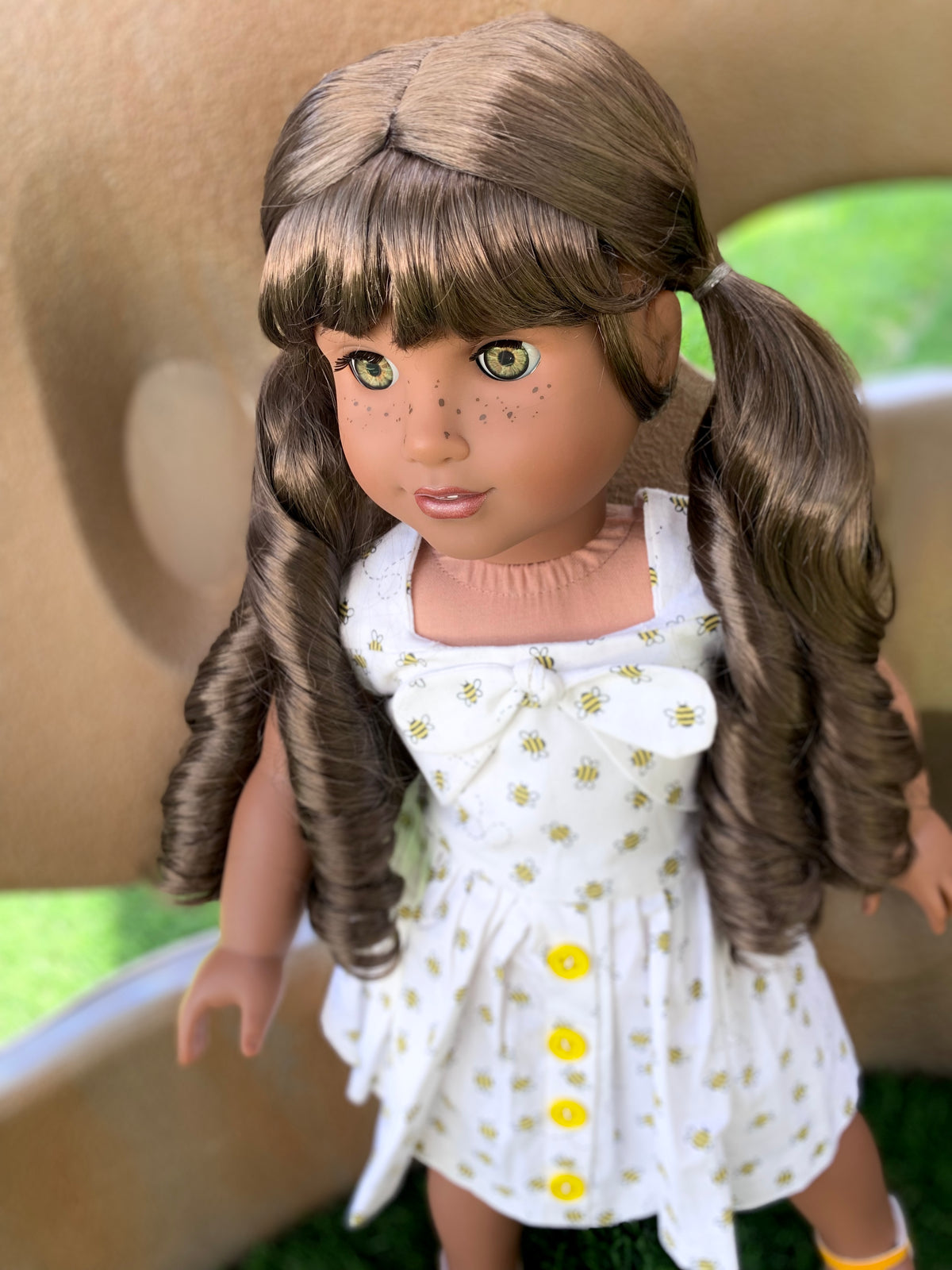Zazou Dolls Custom doll wig for 18" American Girl Dolls - Vegan Mohair - fits 10-11" head size of dolls such as OG Blythe BJD Gotz meadowdolls