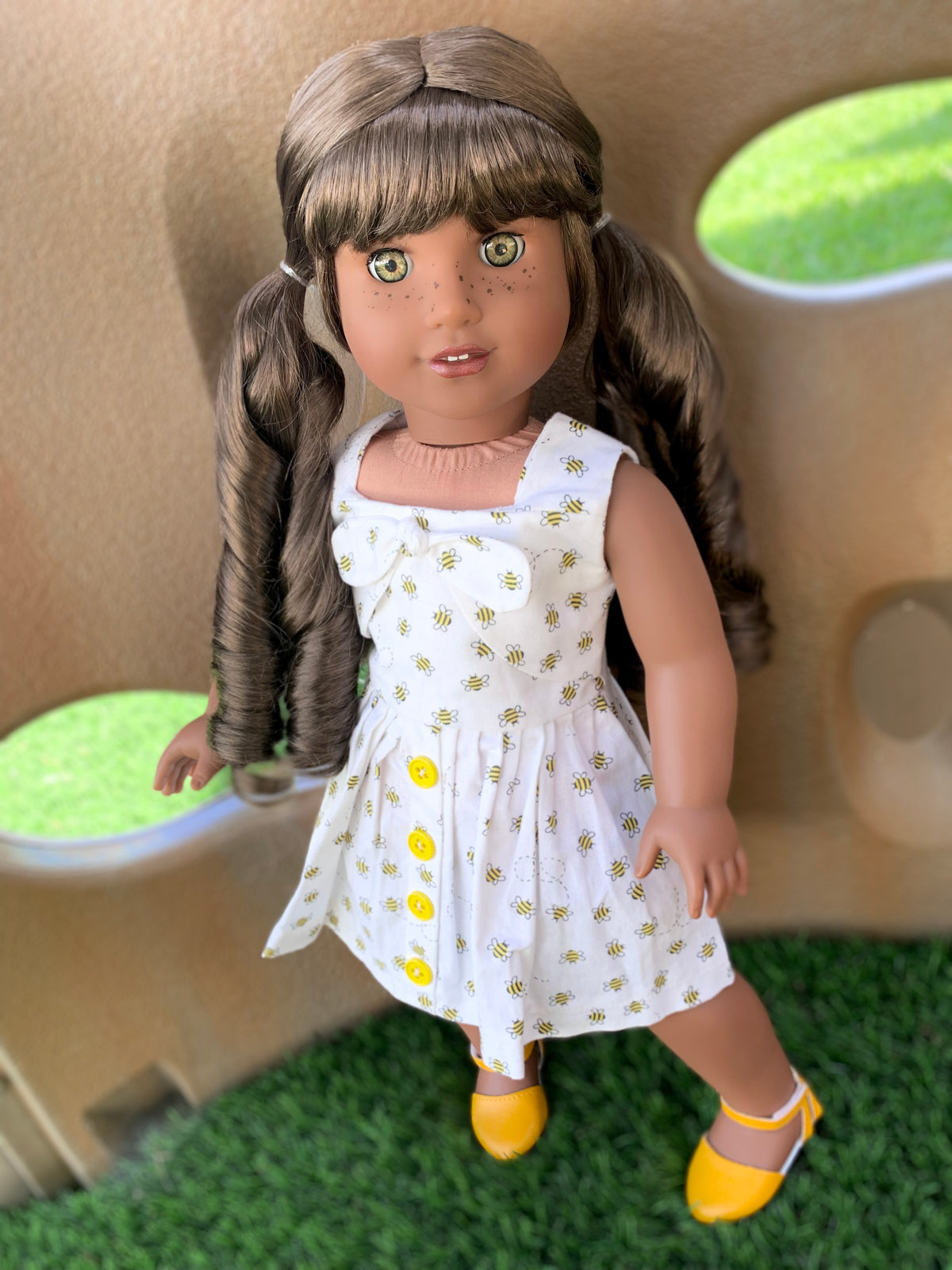 Zazou Dolls Custom doll wig for 18" American Girl Dolls - Vegan Mohair - fits 10-11" head size of dolls such as OG Blythe BJD Gotz meadowdolls