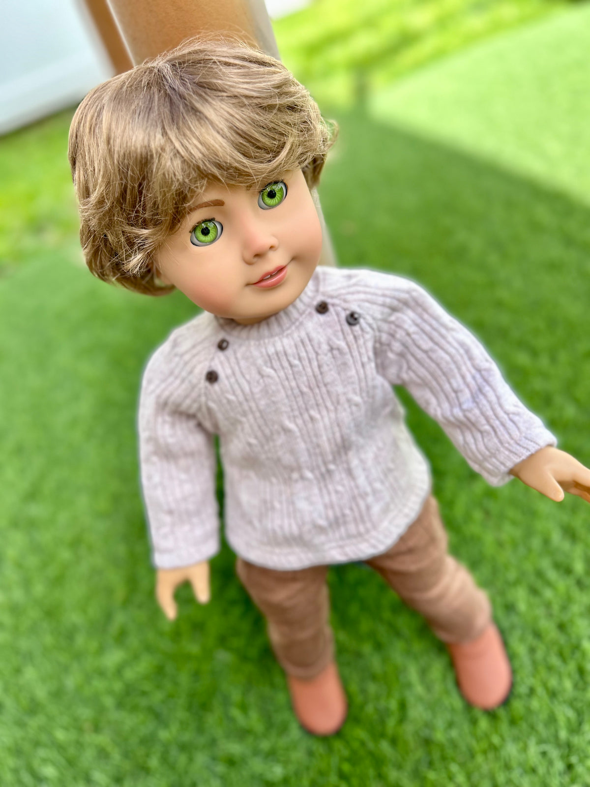 Zazou Custom 18 Inch doll Modacrylic Mohair Wig | 10-11 Head Size "Stretch Cap" | Made to Fit 18’’ American Girl Doll OG Meadowdolls BOY