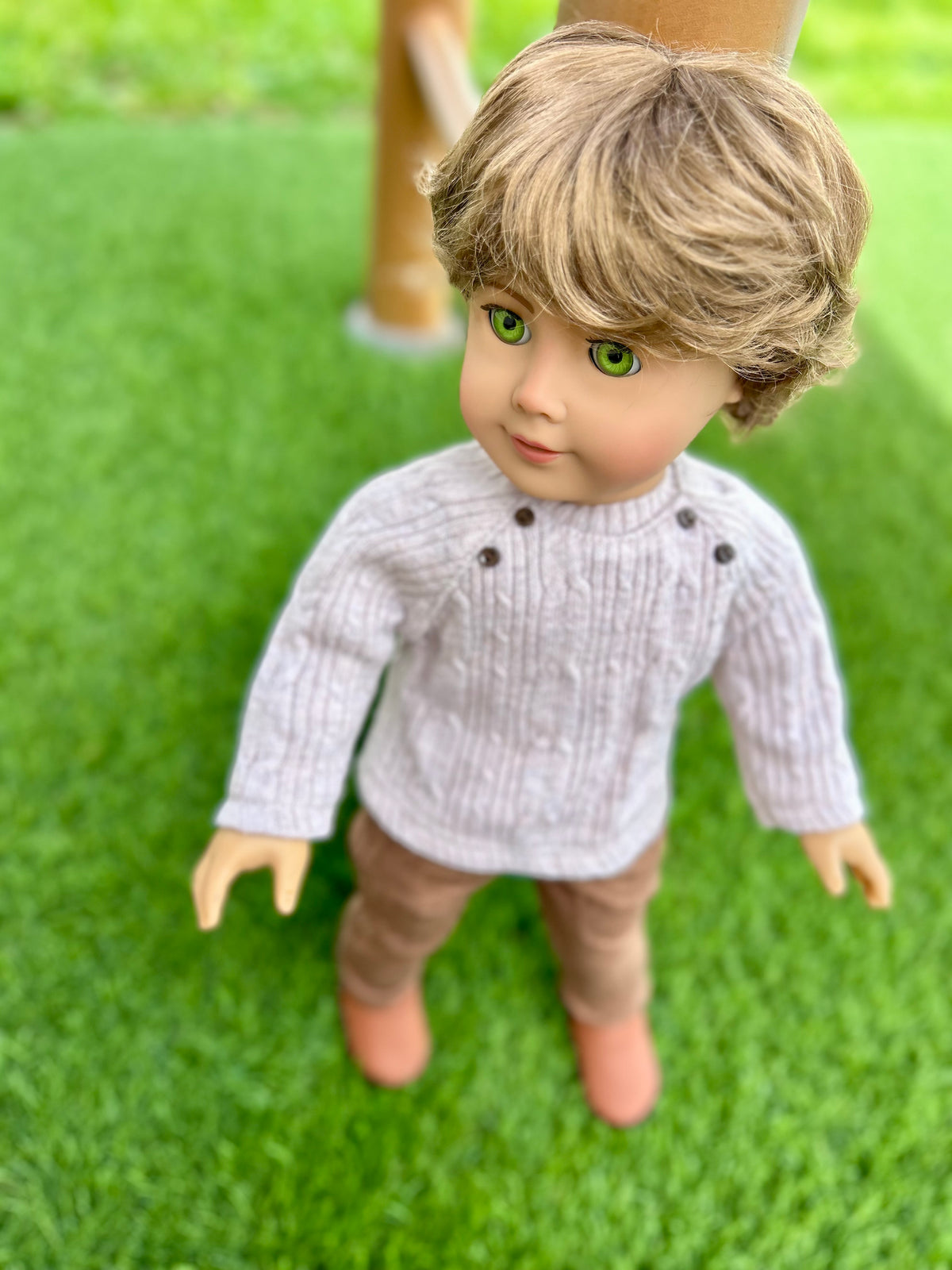 Zazou Custom 18 Inch doll Modacrylic Mohair Wig | 10-11 Head Size "Stretch Cap" | Made to Fit 18’’ American Girl Doll OG Meadowdolls BOY