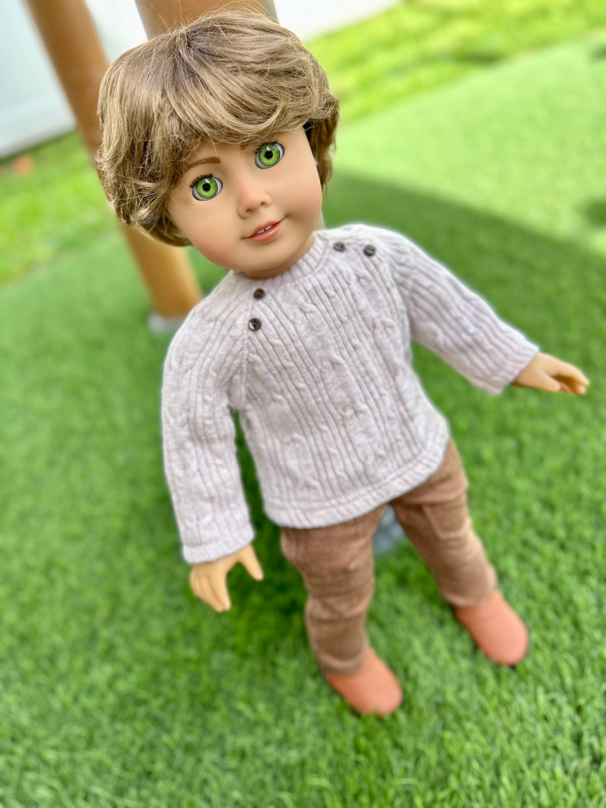 Zazou Custom 18 Inch doll Modacrylic Mohair Wig | 10-11 Head Size "Stretch Cap" | Made to Fit 18’’ American Girl Doll OG Meadowdolls BOY