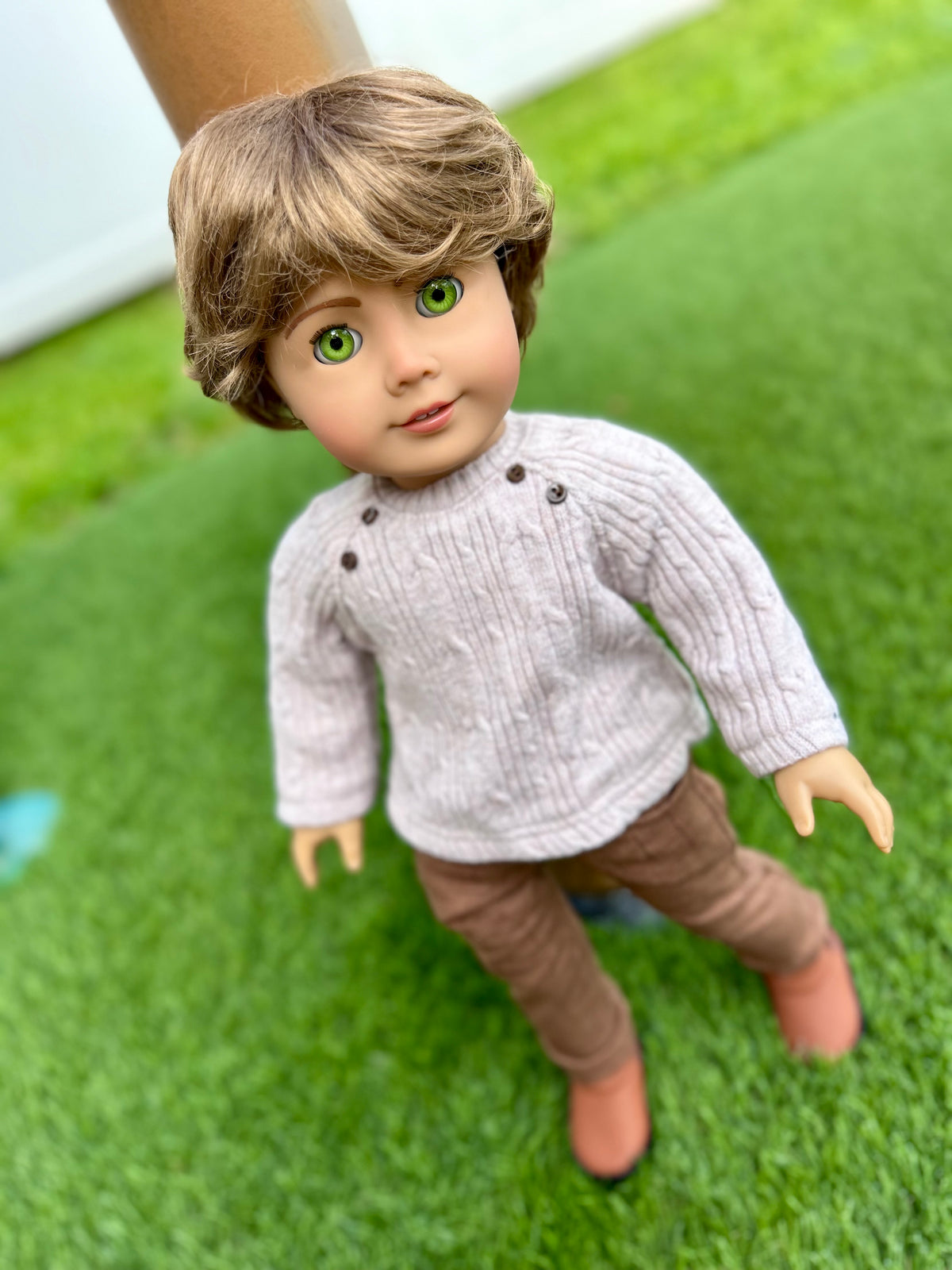 Zazou Custom 18 Inch doll Modacrylic Mohair Wig | 10-11 Head Size "Stretch Cap" | Made to Fit 18’’ American Girl Doll OG Meadowdolls BOY
