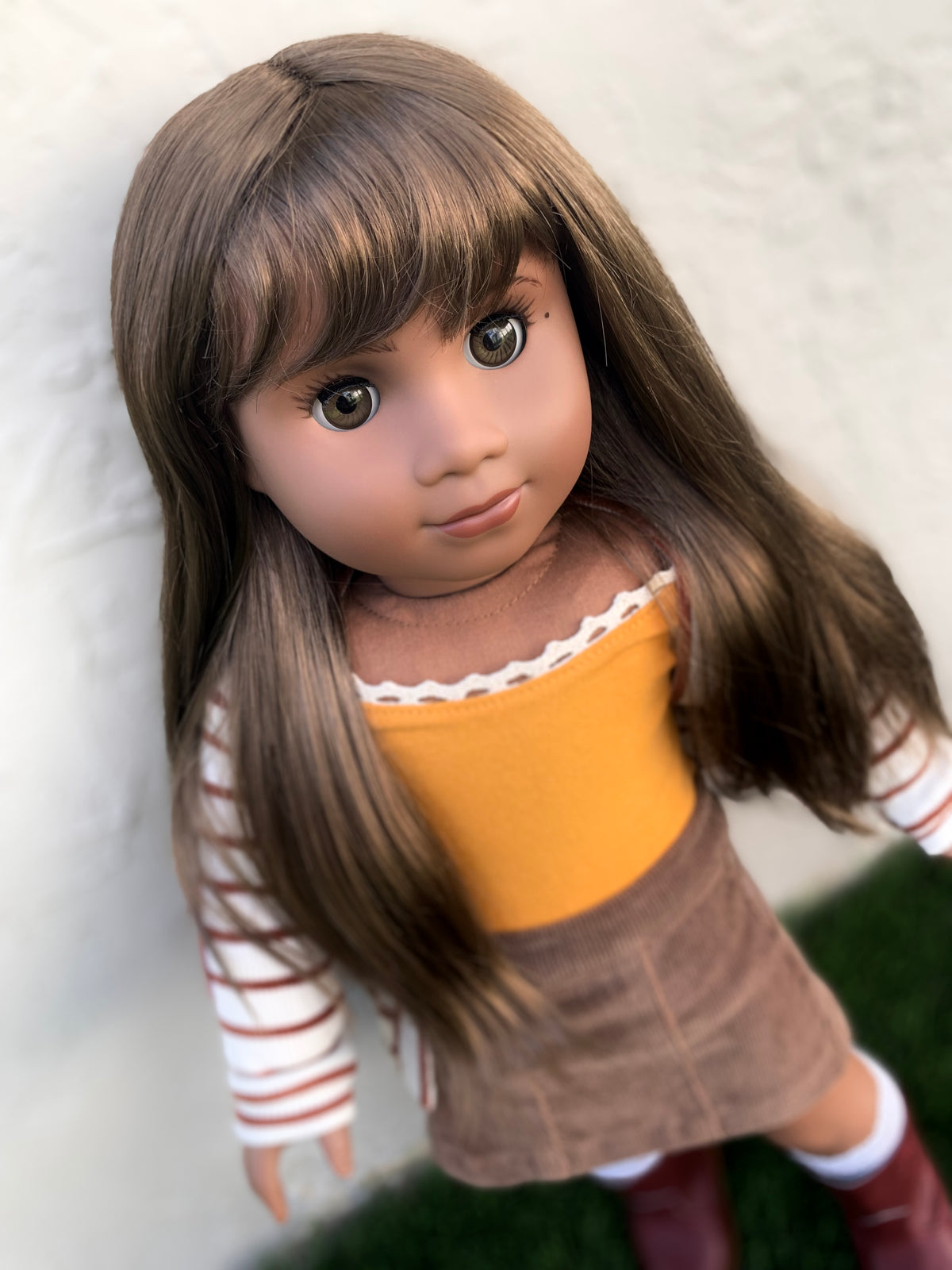 Zazou Dolls Custom doll wig for 18" American Girl Dolls - Vegan Mohair - fits 10-11" head size of dolls such as OG Blythe BJD Gotz meadowdolls