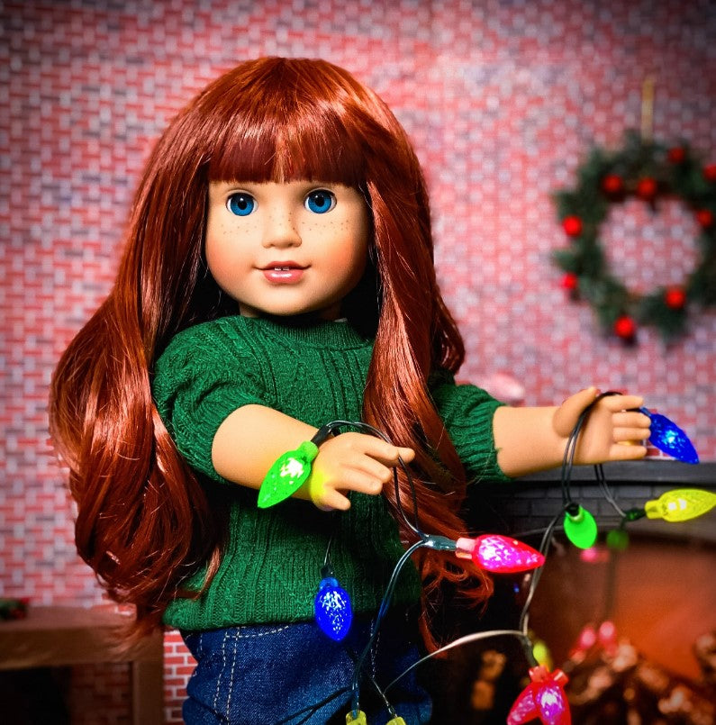 Custom doll wig for 18" American Girl Dolls -Heat & Tangle Resistant - fits 10-11" size of 18" dolls OG Blythe BJD Gotz Red bangs