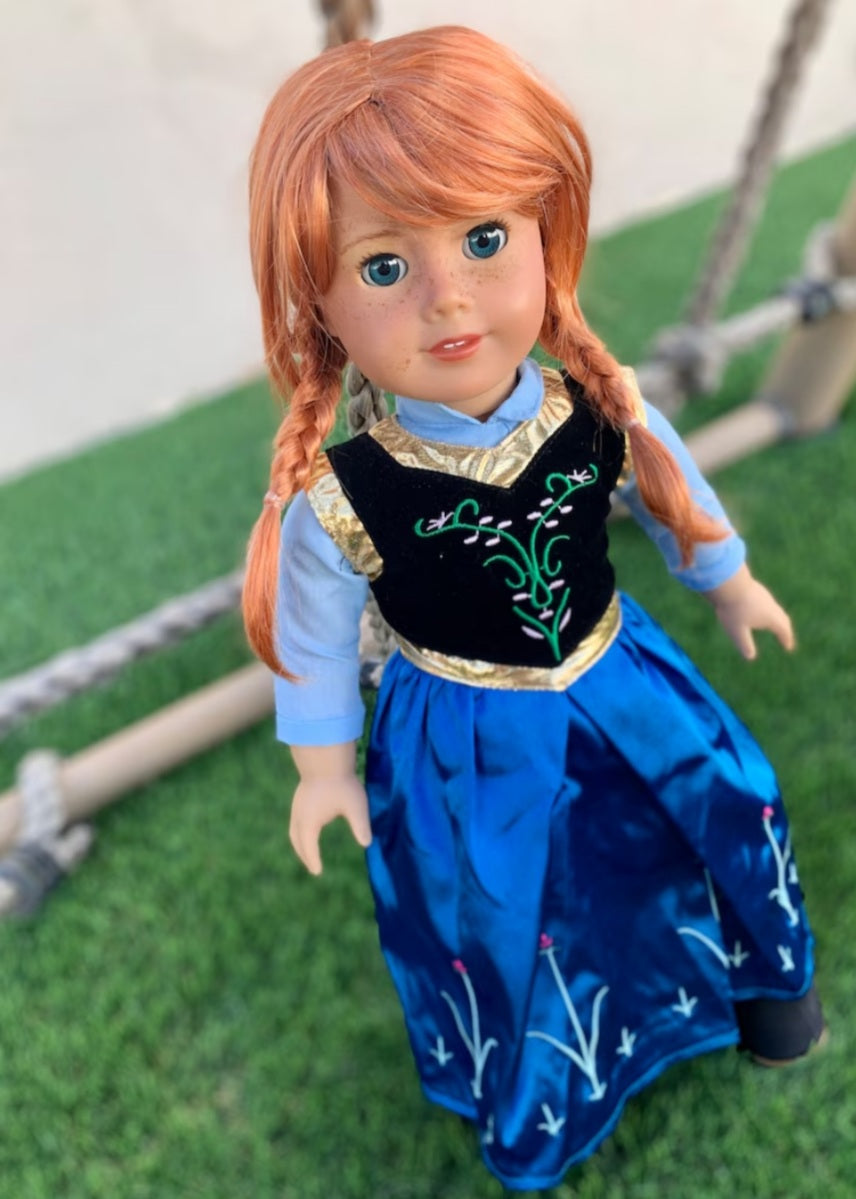 Zazou Dolls Custom 18 Inch doll "Vegan Mohair" Wig | 10-11 Head Size "Stretch Cap" | Made to Fit 18’’ American Doll OG Meadowdolls Anna