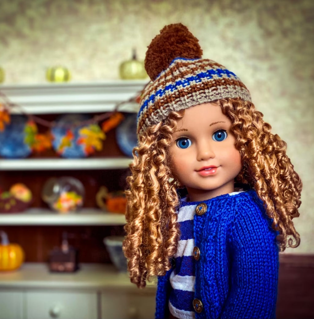 Zazou Dolls Custom 18 Inch doll Vegan Mohair Wig | 11-12" Head Size "Stretch Cap" | Made to Fit 18’’ American Doll OG Meadowdolls Ardyn