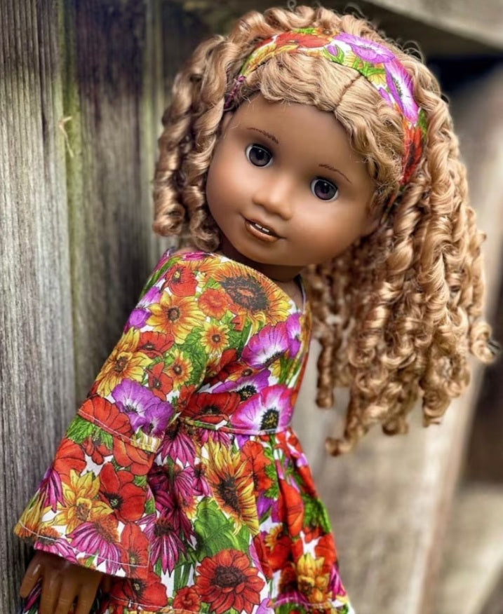 Zazou Dolls Custom 18 Inch doll Vegan Mohair Wig | 11-12" Head Size "Stretch Cap" | Made to Fit 18’’ American Doll OG Meadowdolls Ardyn