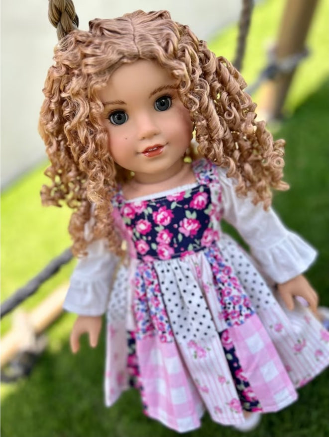 Zazou Dolls Custom 18 Inch doll Vegan Mohair Wig | 11-12" Head Size "Stretch Cap" | Made to Fit 18’’ American Doll OG Meadowdolls Ardyn