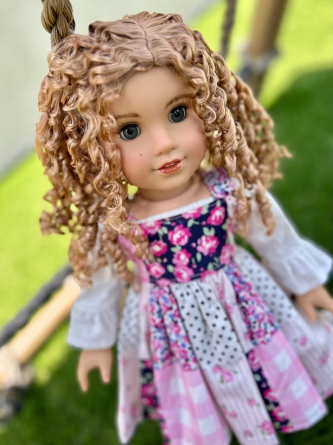 Zazou Dolls Custom 18 Inch doll Vegan Mohair Wig | 11-12" Head Size "Stretch Cap" | Made to Fit 18’’ American Doll OG Meadowdolls Ardyn