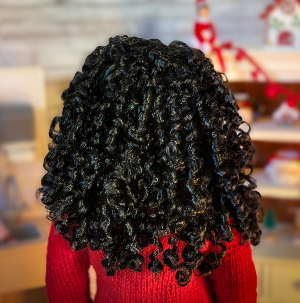 Zazou Signature Vegan Mohair™ Fiber for 18 Inch doll - 12" Stretch Cap Doll Hair | Made for American Doll OG Meadowdolls Saffi