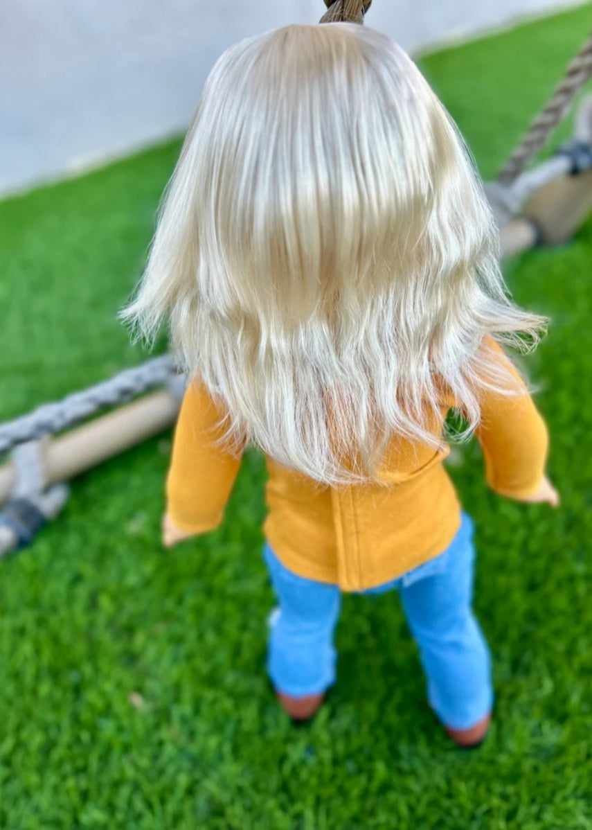 American Girl Doll Custom 18 Inch doll Vegan Mohair Wig | 10-11 Head Size "Stretch Cap" | Made to Fit 18’’ American Girl Doll OG Meadowdolls