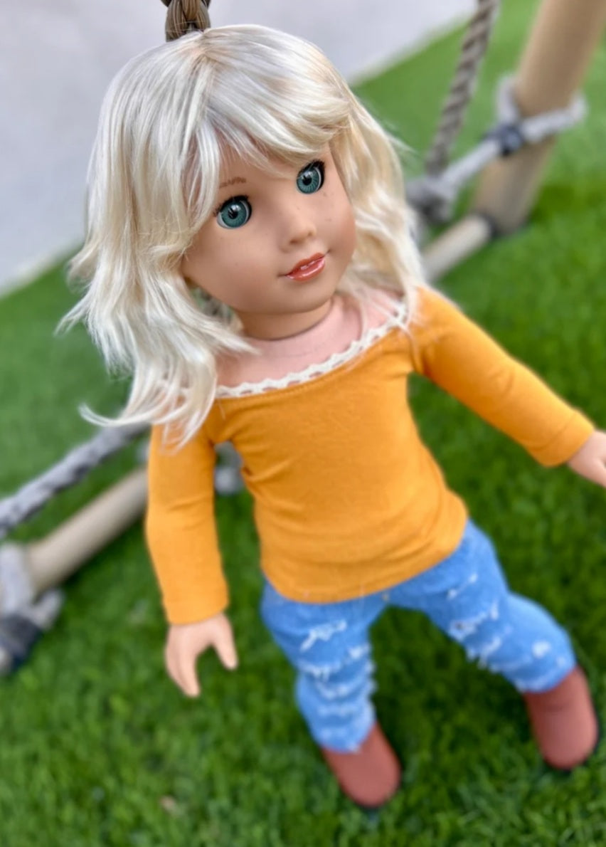 American Girl Doll Custom 18 Inch doll Vegan Mohair Wig | 10-11 Head Size "Stretch Cap" | Made to Fit 18’’ American Girl Doll OG Meadowdolls