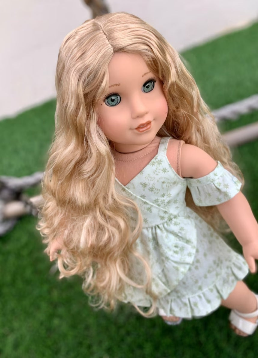 Zazou Dolls Custom doll wig for 18" American Girl Dolls - Vegan Mohair - fits 10-11" head size of dolls such as OG Blythe BJD Gotz meadowdolls (Copy)