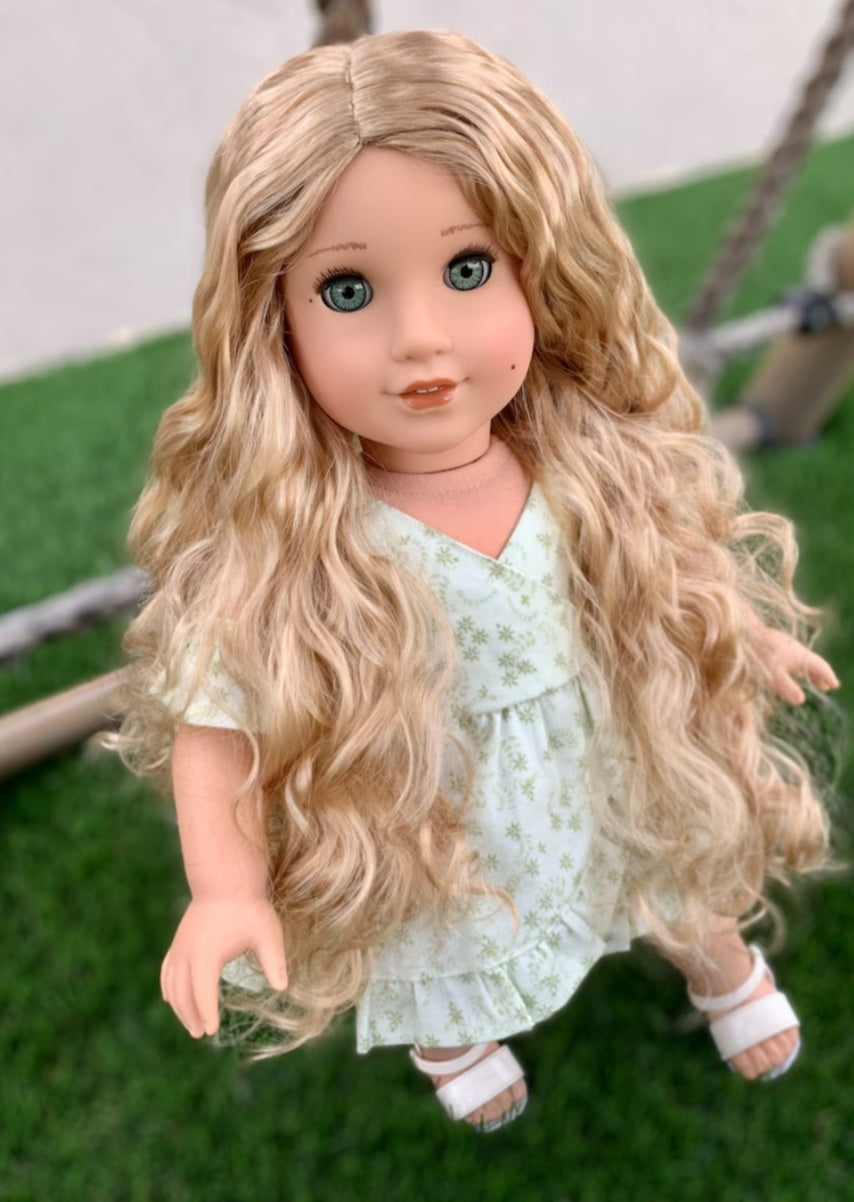 Zazou Dolls Custom doll wig for 18" American Girl Dolls - Vegan Mohair - fits 10-11" head size of dolls such as OG Blythe BJD Gotz meadowdolls (Copy)