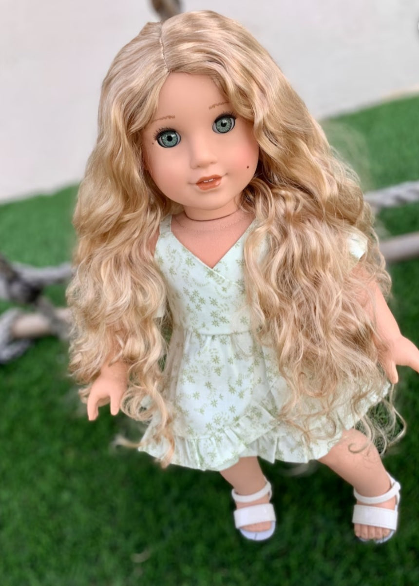 Zazou Dolls Custom doll wig for 18" American Girl Dolls - Vegan Mohair - fits 10-11" head size of dolls such as OG Blythe BJD Gotz meadowdolls (Copy)