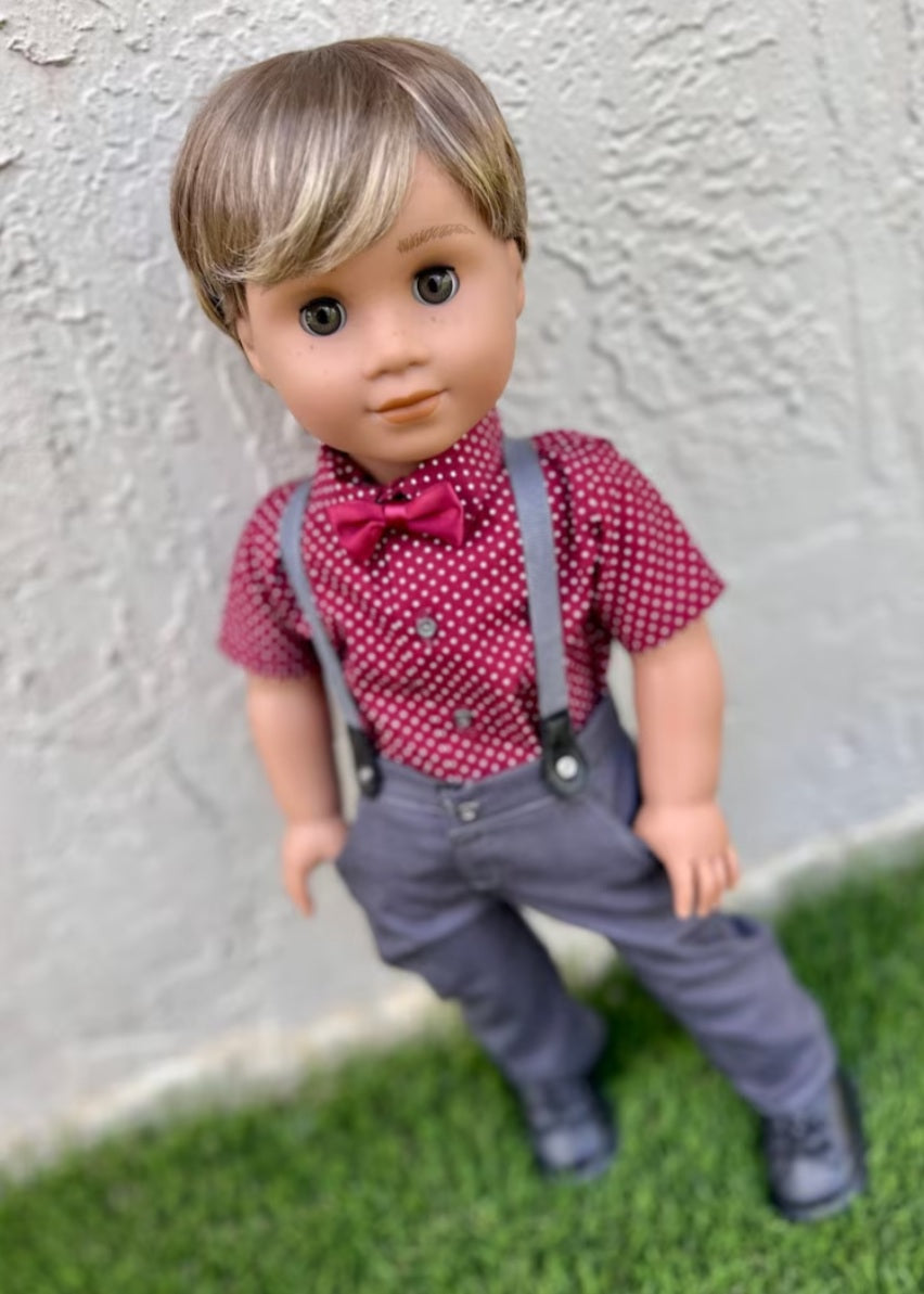 American Girl Doll Custom 18 Inch doll Vegan Mohair Wig | 10-11 Head Size "Stretch Cap" | Made to Fit 18’’ American Girl Doll OG Meadowdolls Boy